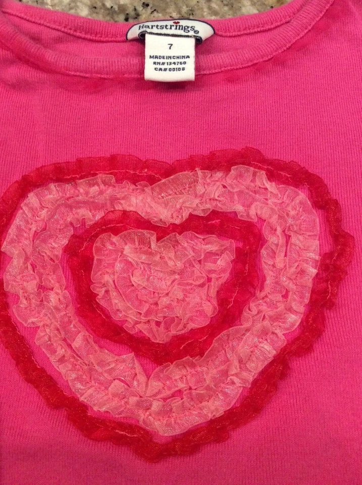 Hartstrings Valentine’s Day shirt size 7 ruffled 3D heart- quick ship and clean - Image 2 of 3