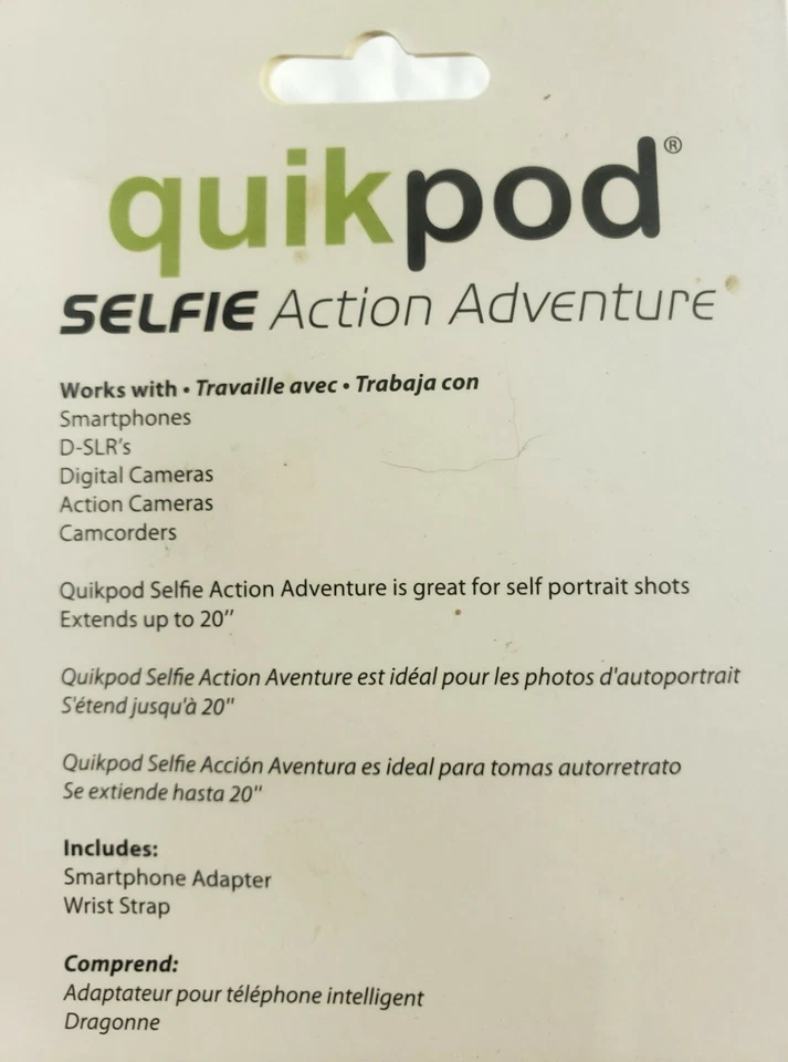 Digipower Quickpod Selfie Stick Action Adventure 20" Super Light 4.5 oz NEW - Image 3 of 3