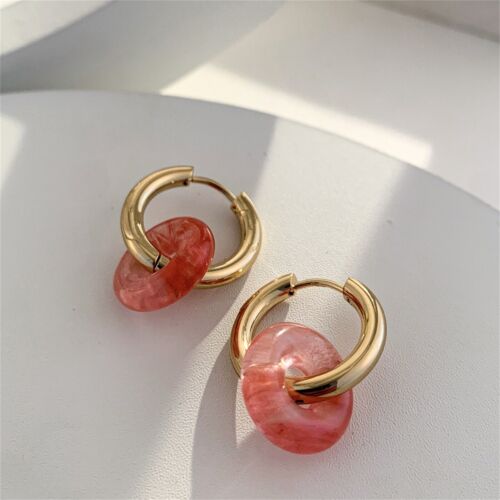 Record Earrings Unique Thick Earrings Paired With Natural Stone For Women's - Zdjęcie 1 z 3