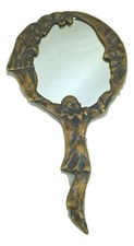 Specchio con manico in ottone luna stelle da toeletta ovale stile anni 40