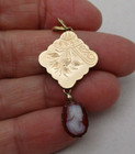 Victorian Antique Gold Filled Etched Cameo Dangle Pendant [P39] — photo 8