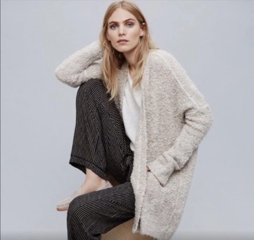 Free People rare Boucle alpaca blend chunky knit oversized cardigan size small