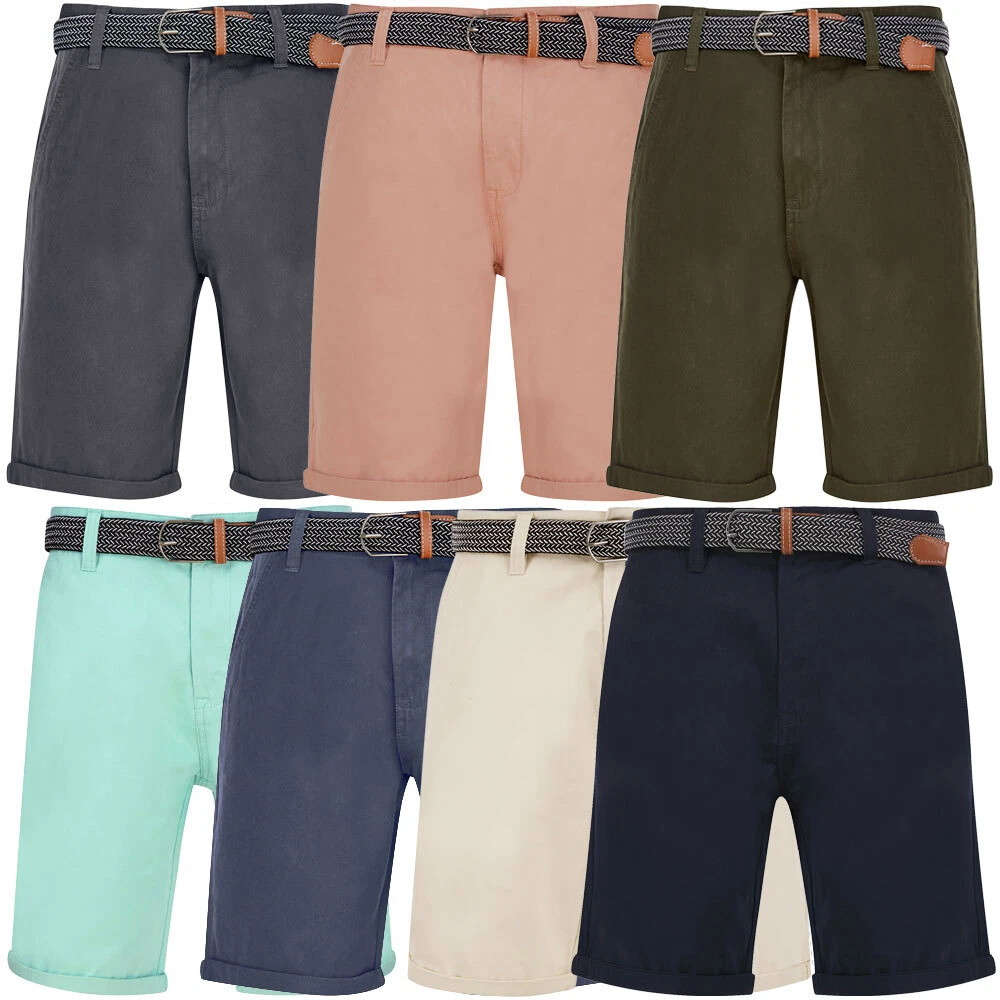 Tokyo Laundry Chino Shorts With Belt Mens Cotton Twill Smart Work Office Holiday