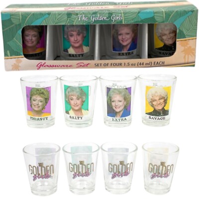 The Golden Girls ''Thirsty Salty Extra Savage'' 1.5 Ounce Mini Glasses - Set of 4