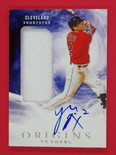 2020 Panini Origins Yu Chang 37/99 Rookie Jumbo Material Autographs #20 Indians
