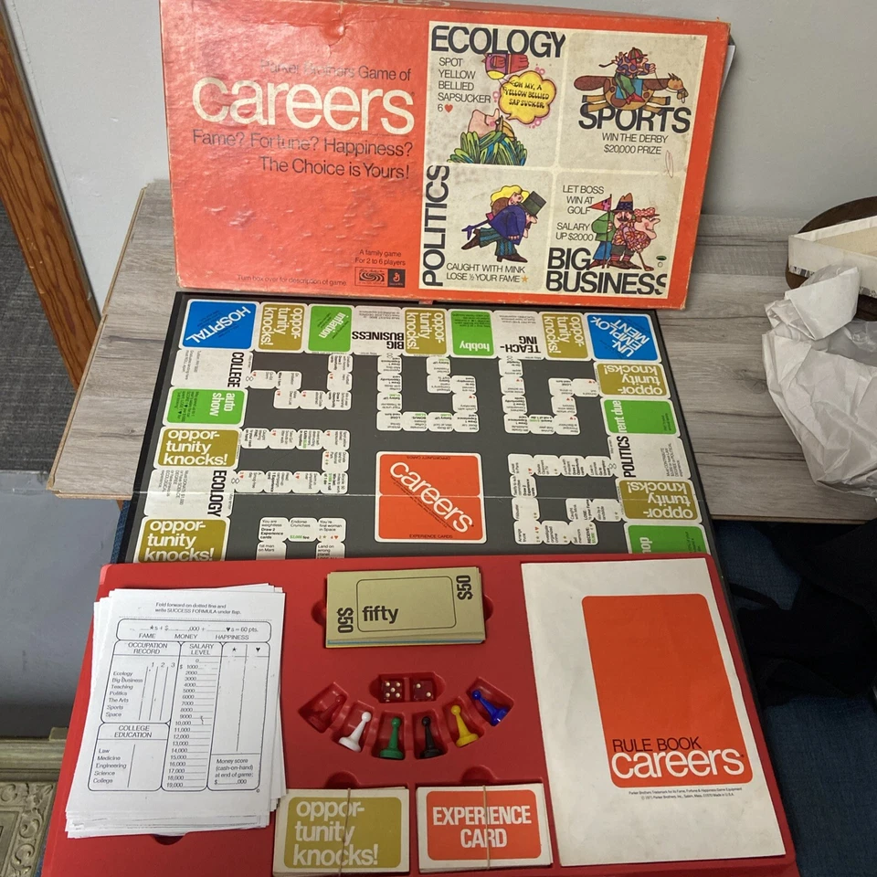 Vintage 1971 Careers Board Game By Parker Brothers Game of Life Choices  - Image 4 of 4
