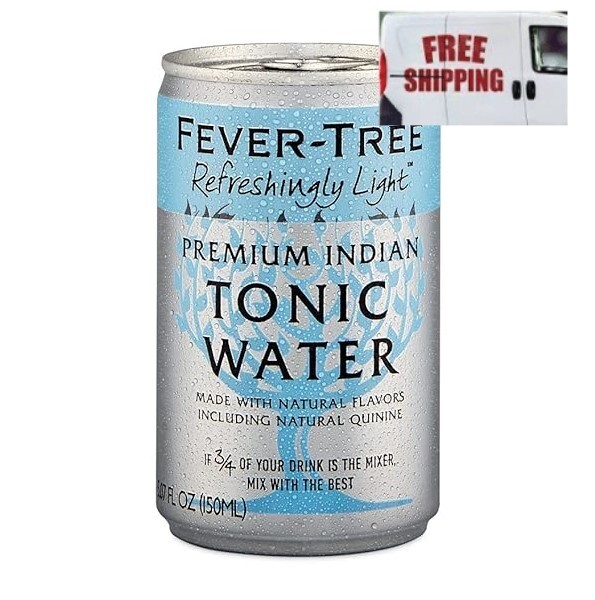 FeverTree Light Tonic Water Cans, 24pack/ each 5.07 fl Oz, Lower in