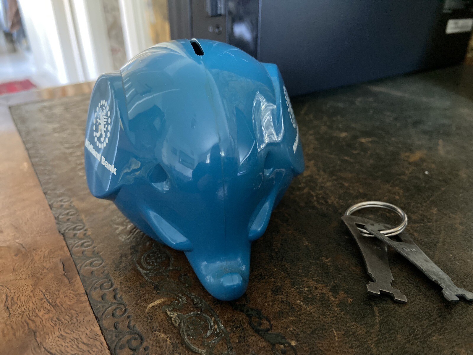 Midland Bank Money box, Blue Elephant and Two Keys .. eBay
