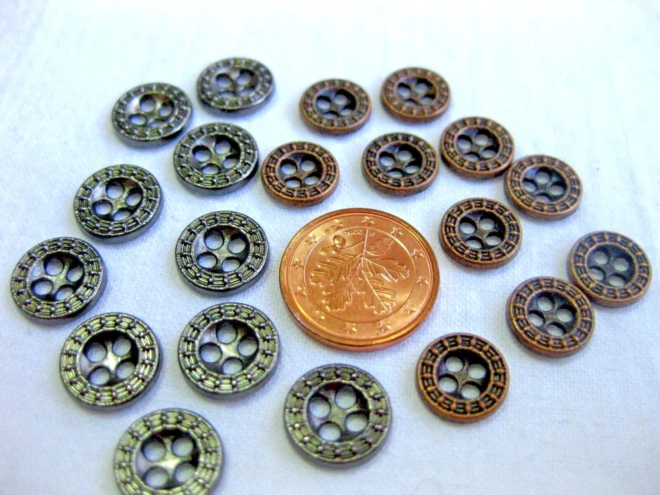 20 Knöpfe in metallic-grau oder bronze, mini  ,9mm ,K55.2 - Bild 3 von 3