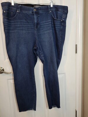 Torrid Bombshell Skinny Premium Stretch Medium Wash Cropped Raw Hem 26R (44×25) 