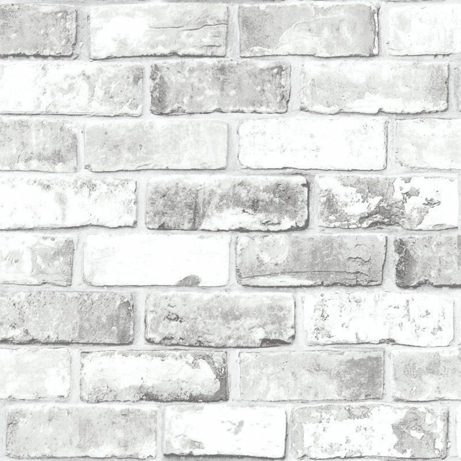 B&Q -  Luxury Rustic Brick White Wallpaper 6751 - Image 2