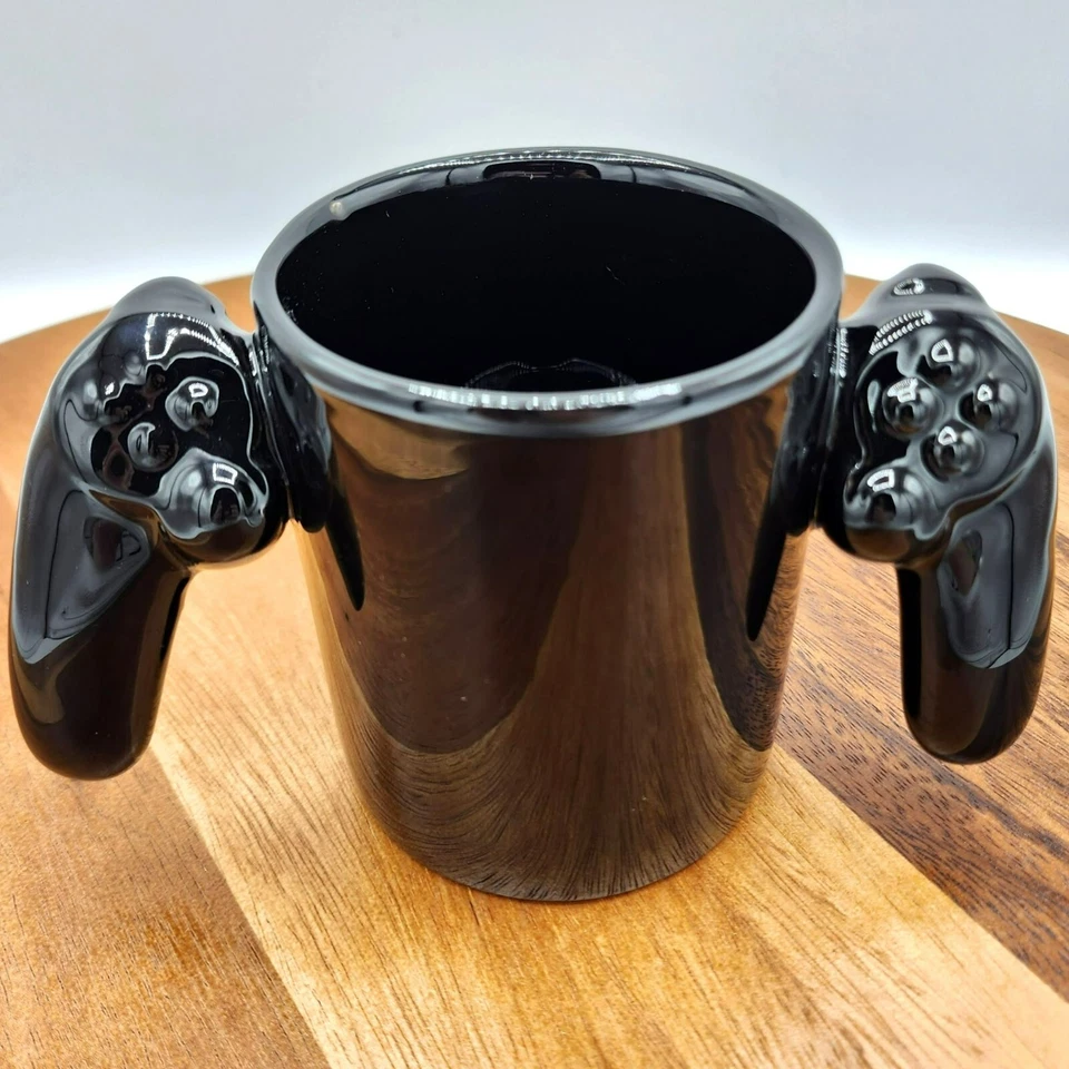 Big Mouth Mug Cup Black Gamer PlayStation Game Over Two Handed Controller Coffee - Image 2 of 4