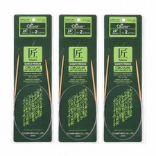 Lot Of 3 Clover Takumi Bamboo Circular Knitting Needles 24"-Size 2/2.75mm