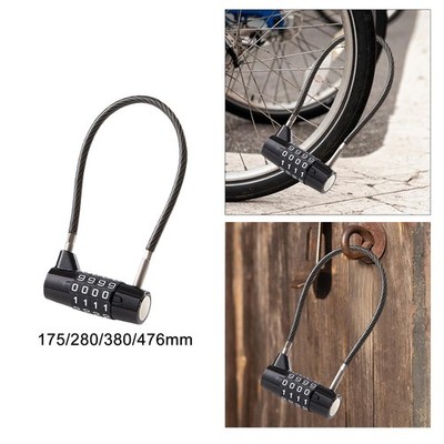 Steel Cable Lock 4 Digit Combination Padlock Sturdy Combination Lock Password