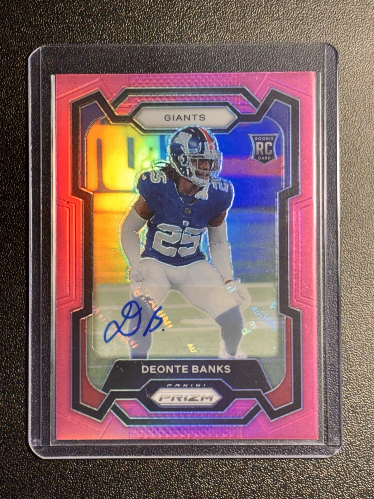 2023 Panini Prizm Football #376 Deonte Banks Pink Prizm Auto RC New York Giants