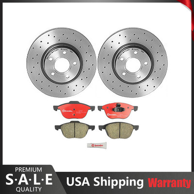For Volvo C30 S40 V50 Brembo Front Brake Kit Drilled Disc Rotors & Ceramic Pads