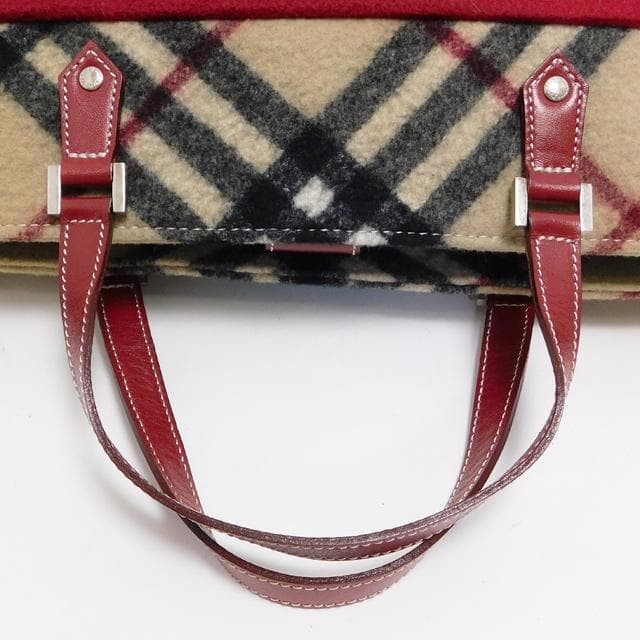 Burberry Blue Label Tote Bag Red Nova Check Wool Leather Made in Japan New thumbnail 15