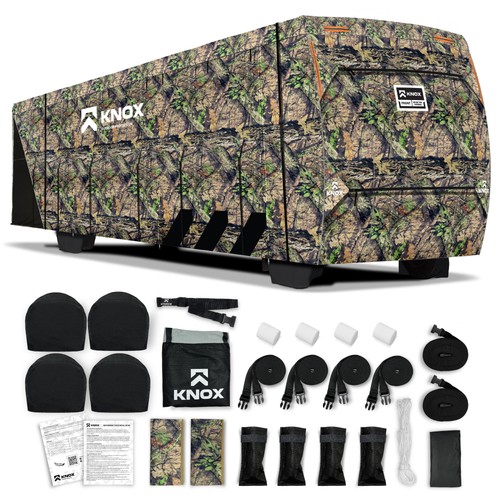 KNOX Camouflage RV Camper Cover with Tire, Ladder Covers & Glow Logo, 30-34 ft