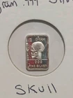 Human Skull  - 1 Gram .999 Fine Pure Silver Bullion Mini Art Proof Bar