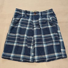 VTG Y2K Hollister Men Blue Plaid Flat Front Classic Fit Cargo Short Prep-32-6965