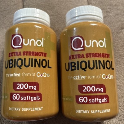Ubiquinol, Qunol Extra Strength 200 mg. (60 Softgels X 2) EXP 08/2026 (Lot Of 2)