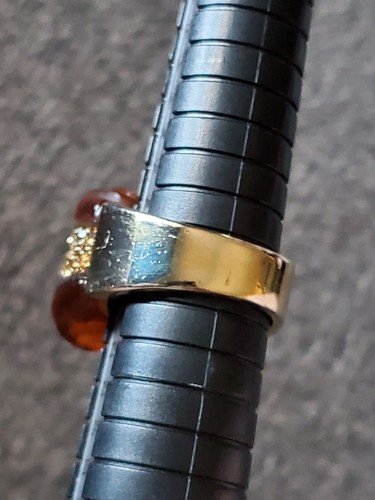 Gold plated Camille Lucie ring with rhinestone and faux tortoise shell Size 9 - Photo 3/6