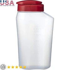 BPA Free Plastic Pitcher W/ Snap Lock Lid Ergonomic Handle & Measurement Marks