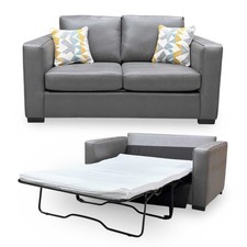‘Newton’ 2 Seater Sofa Bed Grey Snake Faux Leather Solid Modern Back NEW