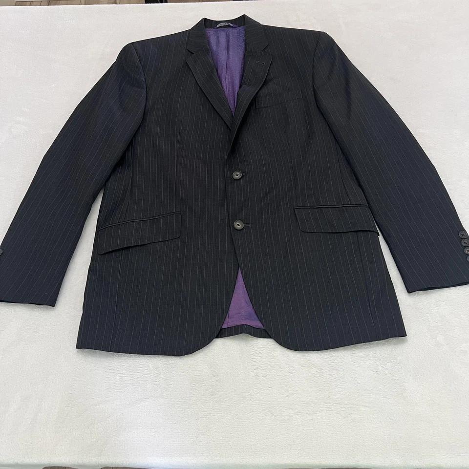 Ted Baker Endurance Suit Mens 40R Charcoal Pinstripe Wool Pants 33R 2 Piece - Image 2 of 4