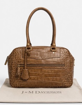 J&M Davidson Vintage Croc Embossed Leather Satchel with Dustbag
