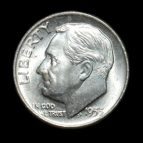 1953-D Roosevelt Dime - BU CHOICE Brilliant Uncirculated. 90% Silver. A Beauty!