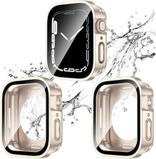 2 Pack Waterproof Case For Apple Watch Series SE 6 5 4 44mm with Tempered Glass