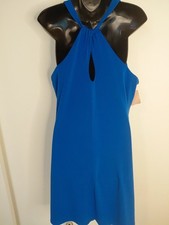 CeCe Woman Cobalt Blue Sleeveless Cutout Bow SheathDress Size L Lined Club Wear