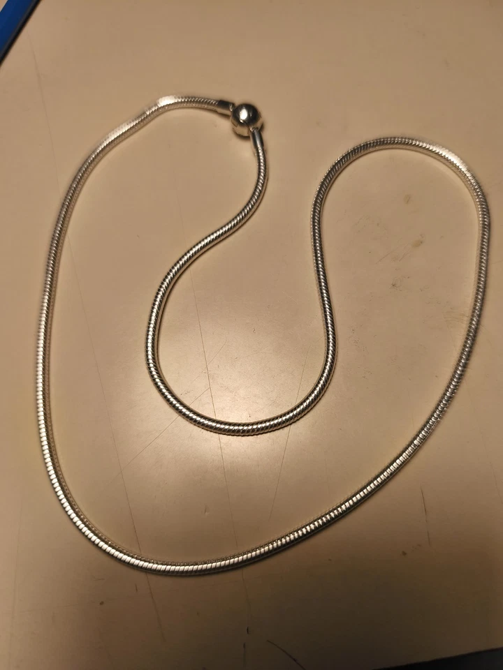 Rara Catenina Pandora maglia Snake cm. 60. Argento 925 - Immagine 4 di 4