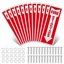 Ctosree 12 Pack Aluminum Fire Extinguisher Sign, 4" x 12" Rust Free Signs Red 