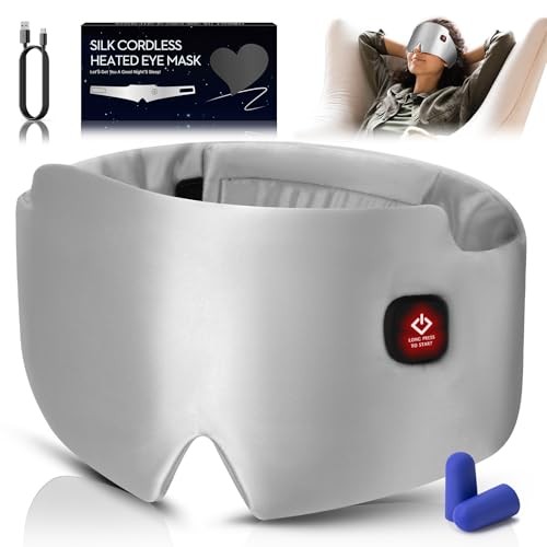 Шелковая маска для глаз с подогревом 2000 мАч Беспроводная маска для сна большого размера Теплые компрессы для глаз 10390₽