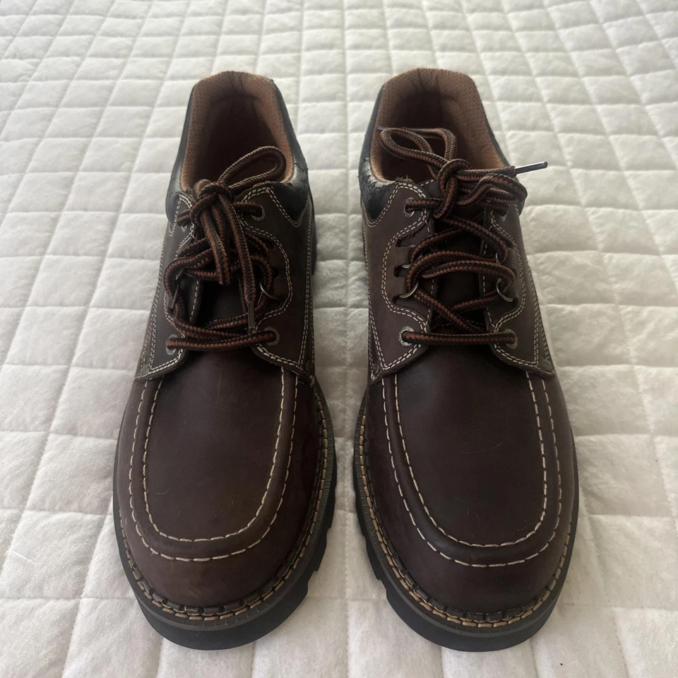 Sapatos masculinos GBX 15 couro marrom Moc Toe Oxford com cadarço sola 321513 - Imagem 2 de 4