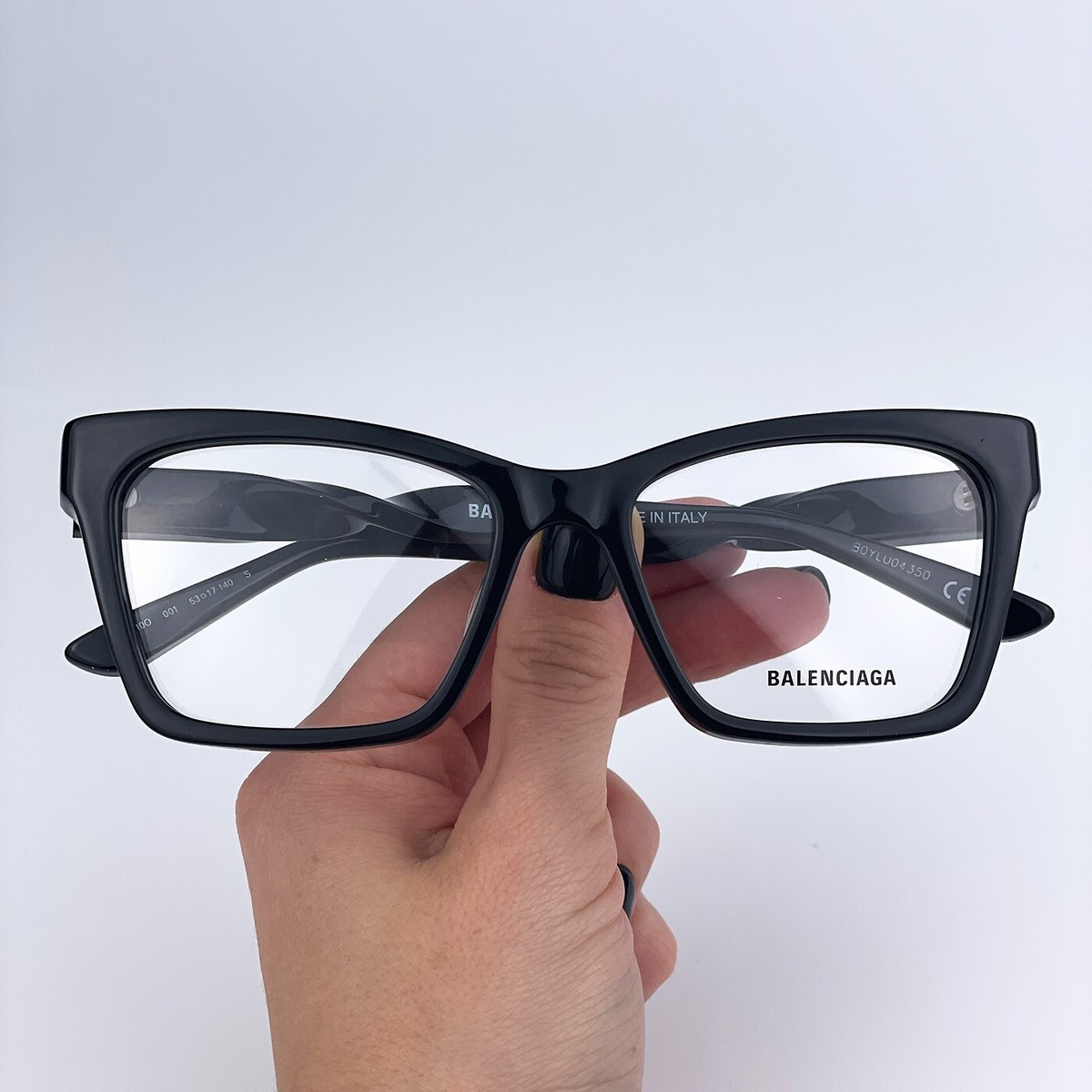 NEW Balenciaga BB0210O 001 Black Logo Cat Eye Women