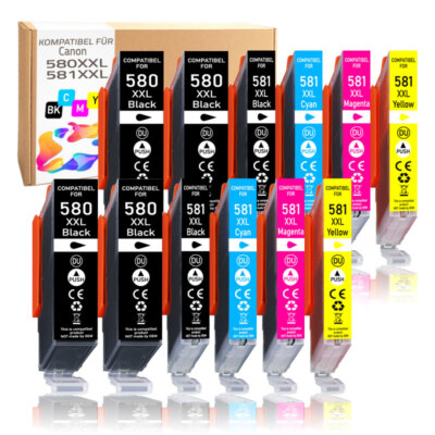 12er Tintenpatronen Multipack PGI580 CLI581 XXL für Canon Pixma TS6350a