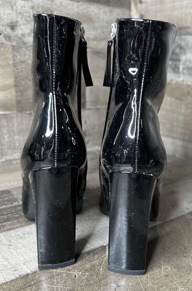 Public Desire Women's Boots Black Patent Pointed Toe  Zipper Heel 4” Size 8 - Image 4 of 4