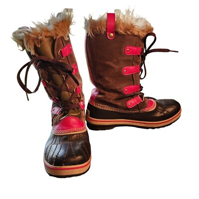 Sorel Boots Youth 7 Tofino Winter Green Suede Faux Fur Waterproof Mid NY1889-383