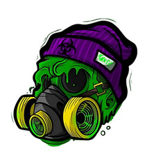 Zombie Gas Mask Sticker 3 Inch Street Art Urban Hip Hop Grunge Bold Color
