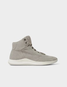 beige leather sporty ankle boots
