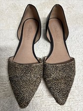 Madewell Flats Loafers in Calf Hair Leopard Animal Print Size 6.5 Point Toes