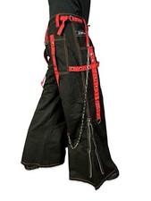Tripp NYC Rare Y2K Goth Rave Skate Grunge Black and Red Baggy Bondage Pants 7/M