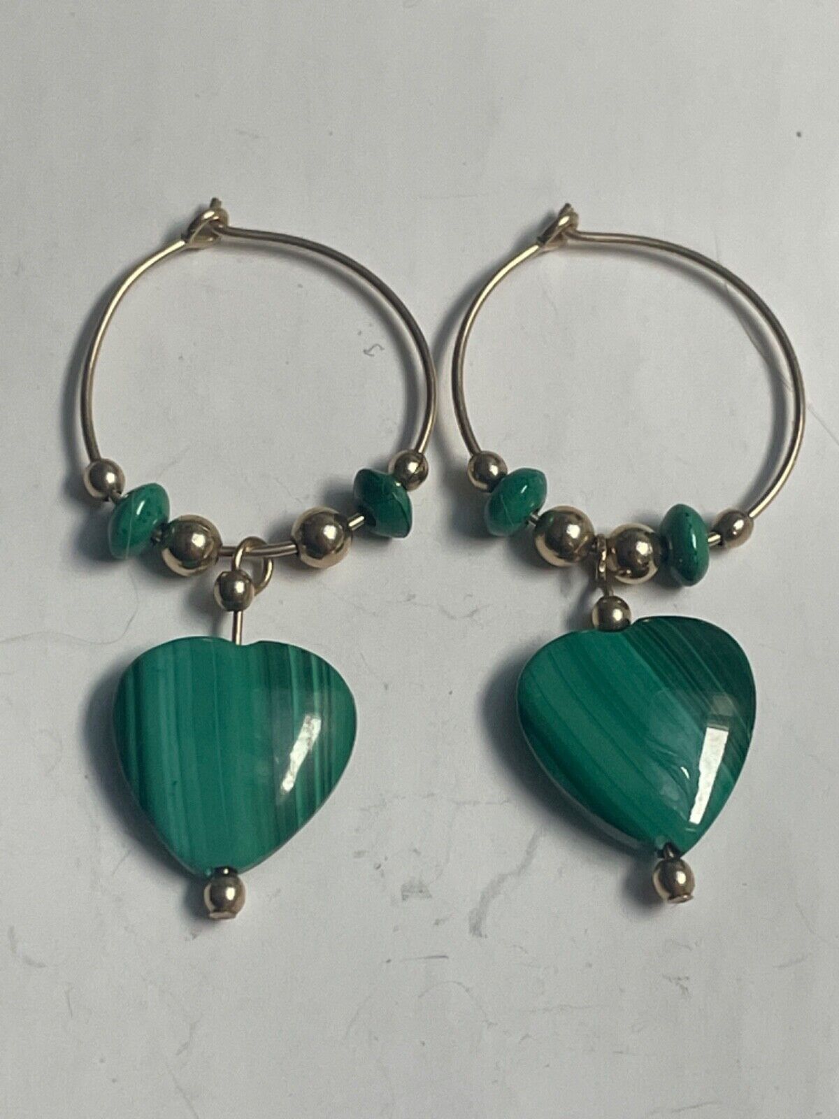 Malachite Heart Hoop Earrings - image 1