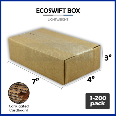 1-200 7x4x3 ''EcoSwift'' Cardboard Packing Mailing Shipping Corrugated Box Cartons