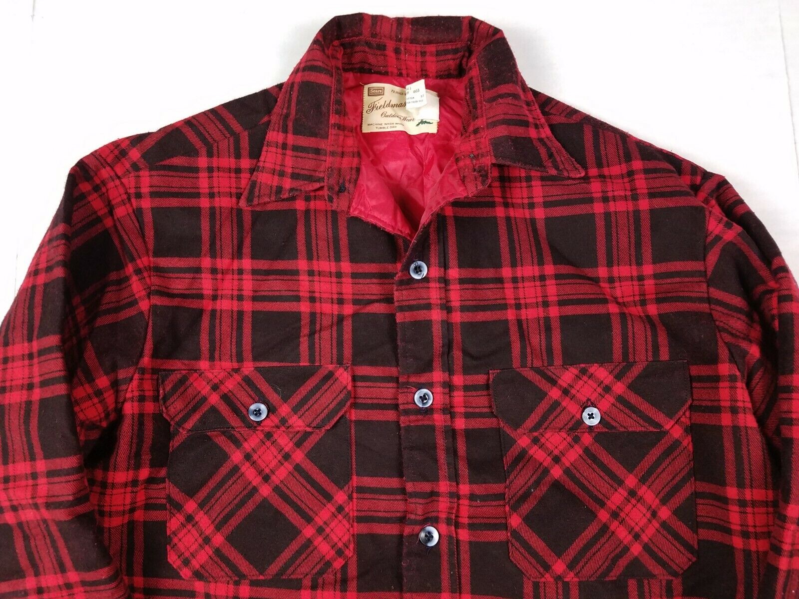 Super-cheap Vtg Sears Fieldmaster Outdoor Wear Men's Red Quilt Plaid F Lined Limited time sale