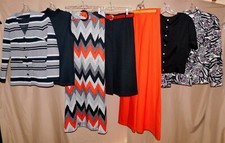 Vtg 7 Pc 70s Womens Clothing Blouse Tops Skirts LOT White Black Red Stripe Solid