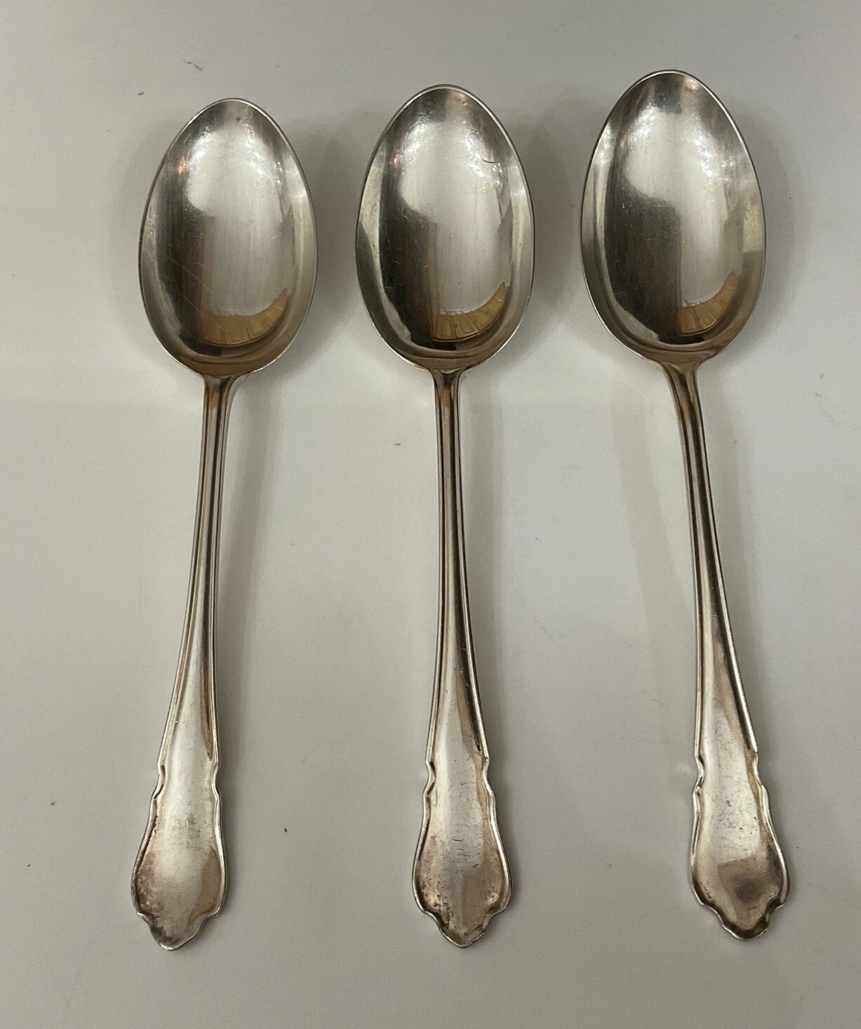3 X William page WP Sheffield Silver Plate 21.5cm Dubarry Serving Spoons Cutlery